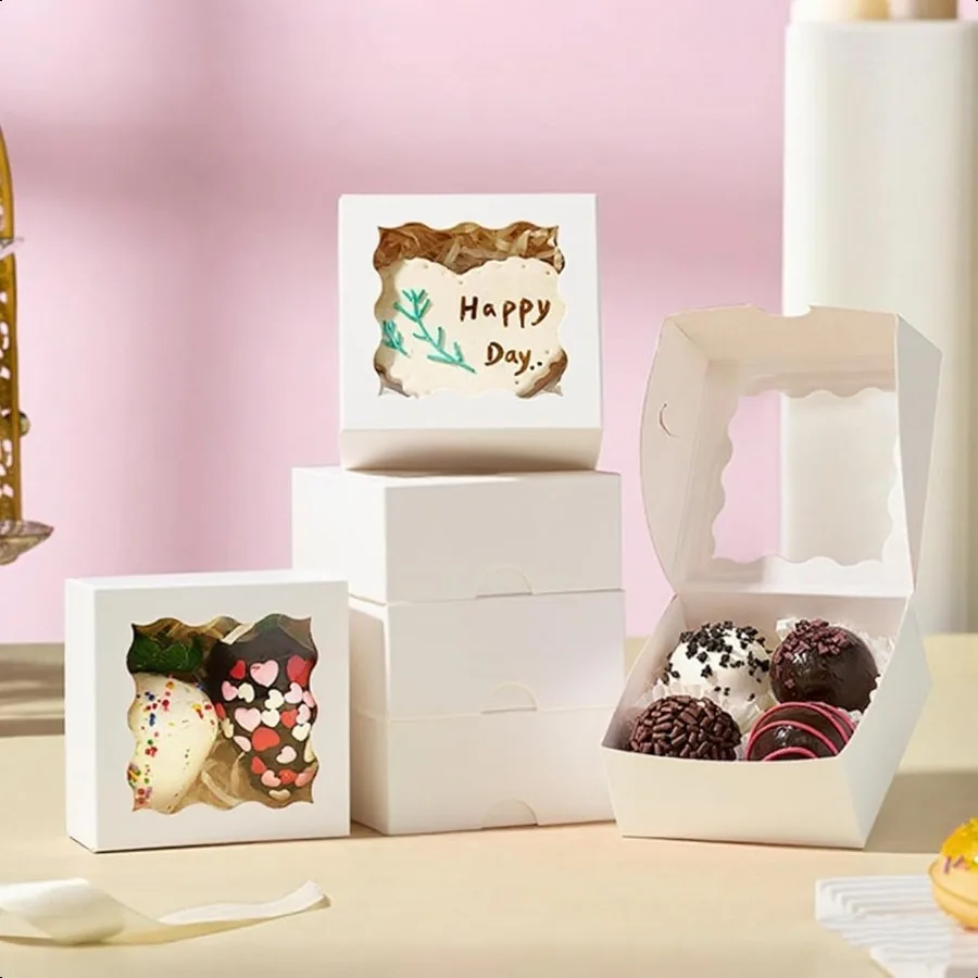 Mini Bakery Boxes with Window for Treats 100PCS