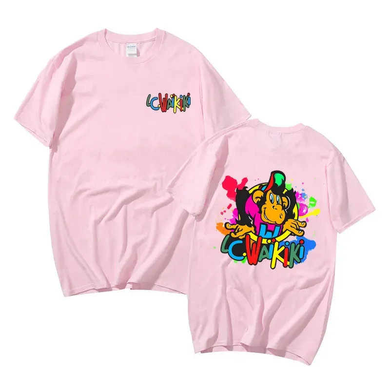 Lc Waikiki Monkey Graphic Print T-shirt Summer Funny Men Women's Cartoon Monkeys Short Sleeve T Shirts Male 100% Cotton Tshirt 5