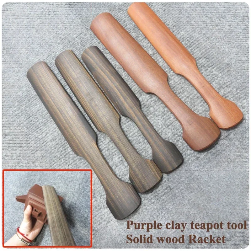 Purple Clay Teapot Tool Half Round Long Solid Wood Racket Hand-DIY Pottery Square Teapot Flower-pot Molding Clay Patting Tools