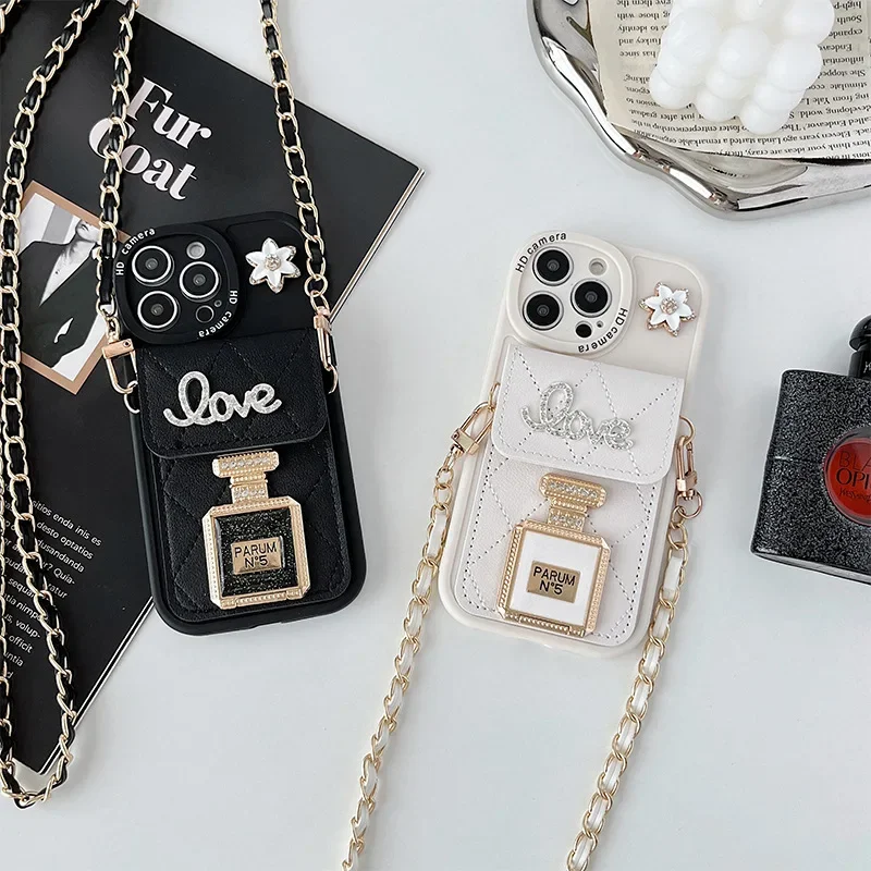 Elegant Leather Crossbody Phone Case with Wallet Card Holder - Women's Protective Cover