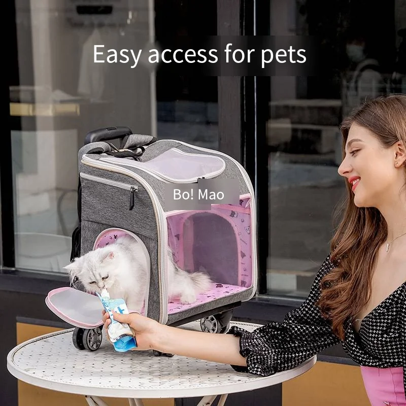 Multifunctional Pet Outgoing Trolley Bag Transparent Cat Bag Detachable Trolley Box Space Module Cat Dog Backpack New