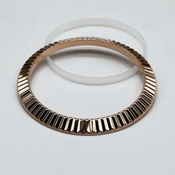 Premium Fluted Bezel Inserts - 41mm Gold, Silver, Rosegold Stainless Steel Watch Outer Ring Replacement (ROSEGOLD)