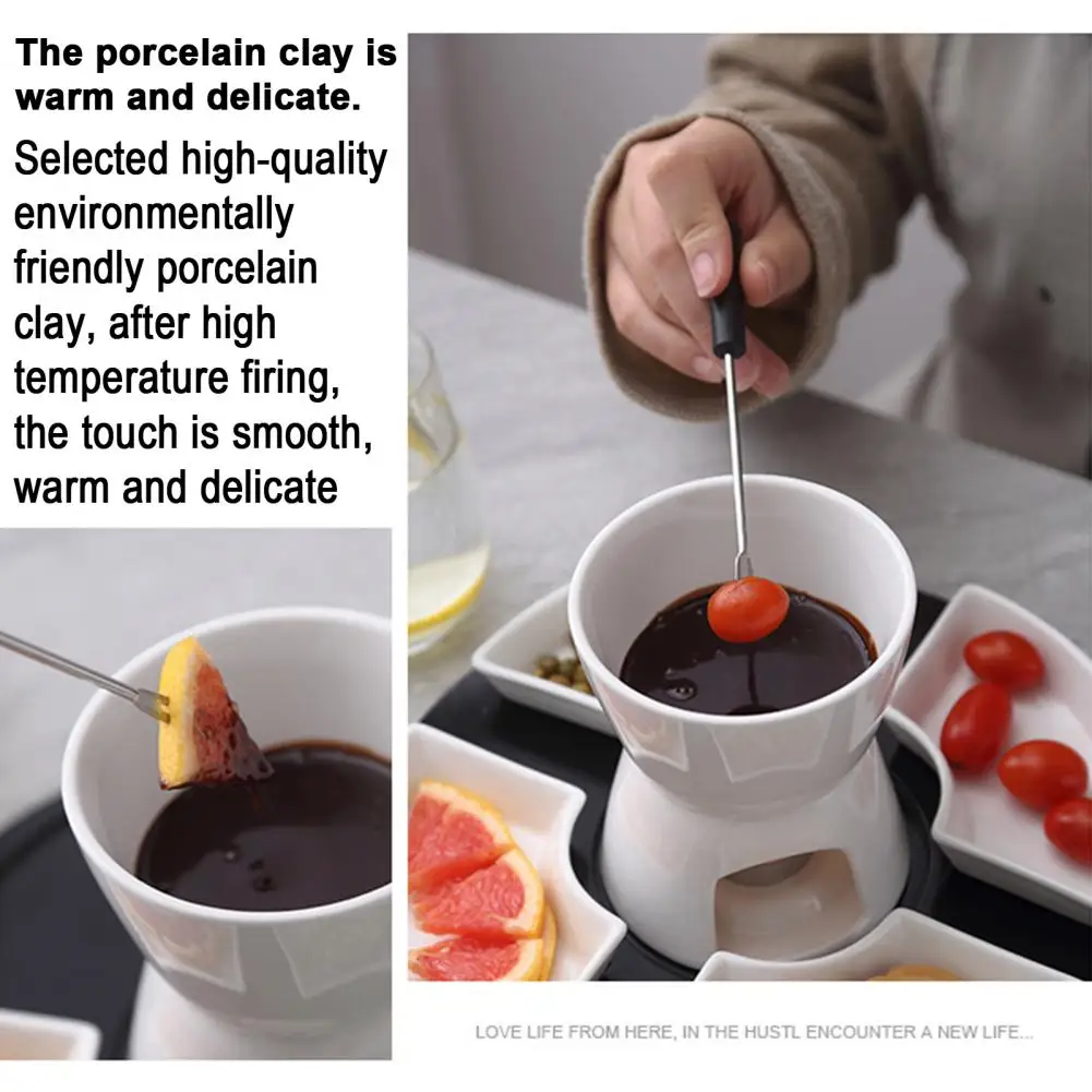 Sauce Fondue Elegant Ceramic Fondue Butter Warmer Set for