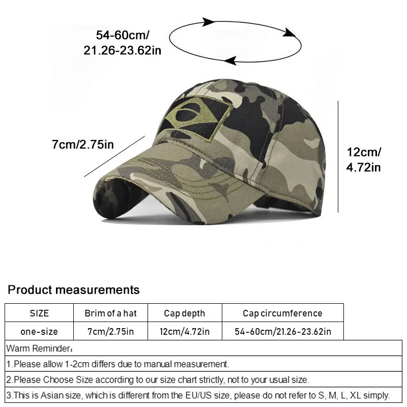  - Army Camouflage Male Baseball Cap Men Embroidered Brazil Flag Caps Outdoor Sports Tactical Dad Hat Casual Hunting Hats