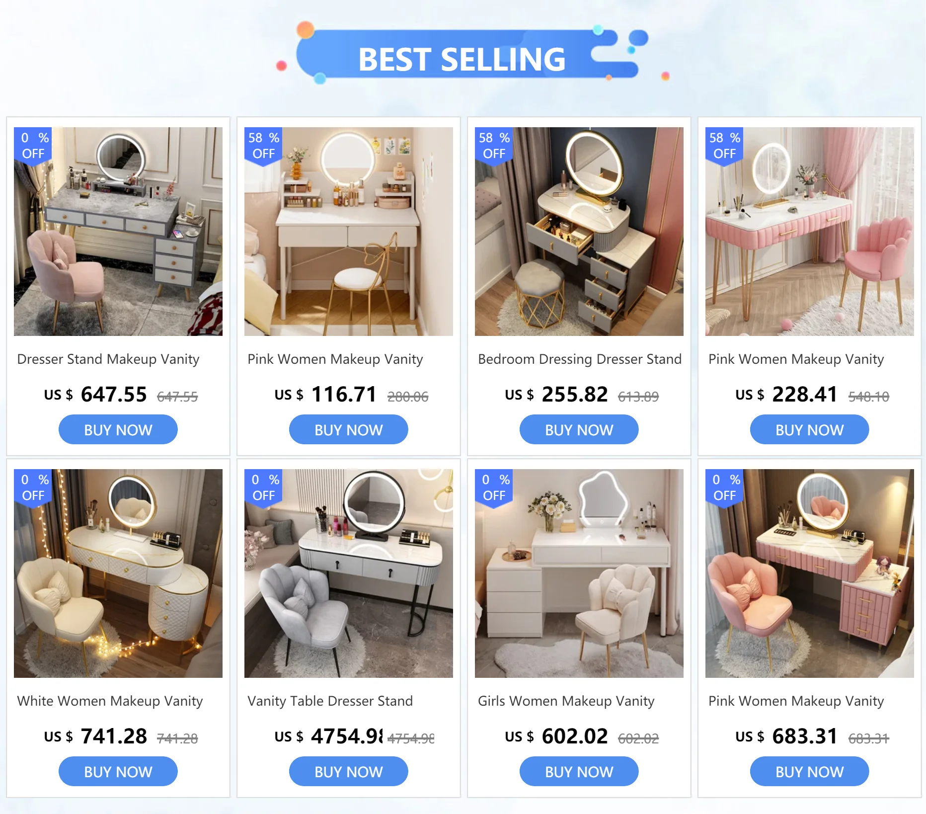 Description Picture 2 of itemWhite Women Makeup Vanity Table Dresser Stand Bedroom Desk Makeup Table Storage Cabinet Coiffeuse De Chambre Home Furniture