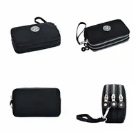 Women Long Zipper Purse Handbag Multicolor Three Layer Nylon Wallet Waterproof Mobile Phone Bag With Lanyard Wrist Bag 2