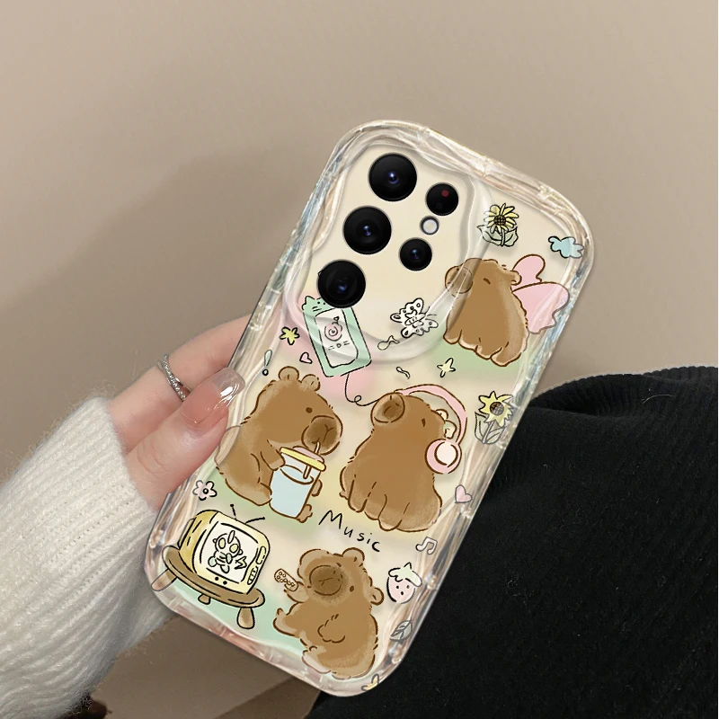 Charming Cartoon Capybara Wave Phone Case