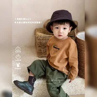 Autumn Base Shirt Fashion Casual New Style Round Neck Tops 1-6Age Kids Printing Tops Toddler Simple Loose Long Sleeve TShirt 5