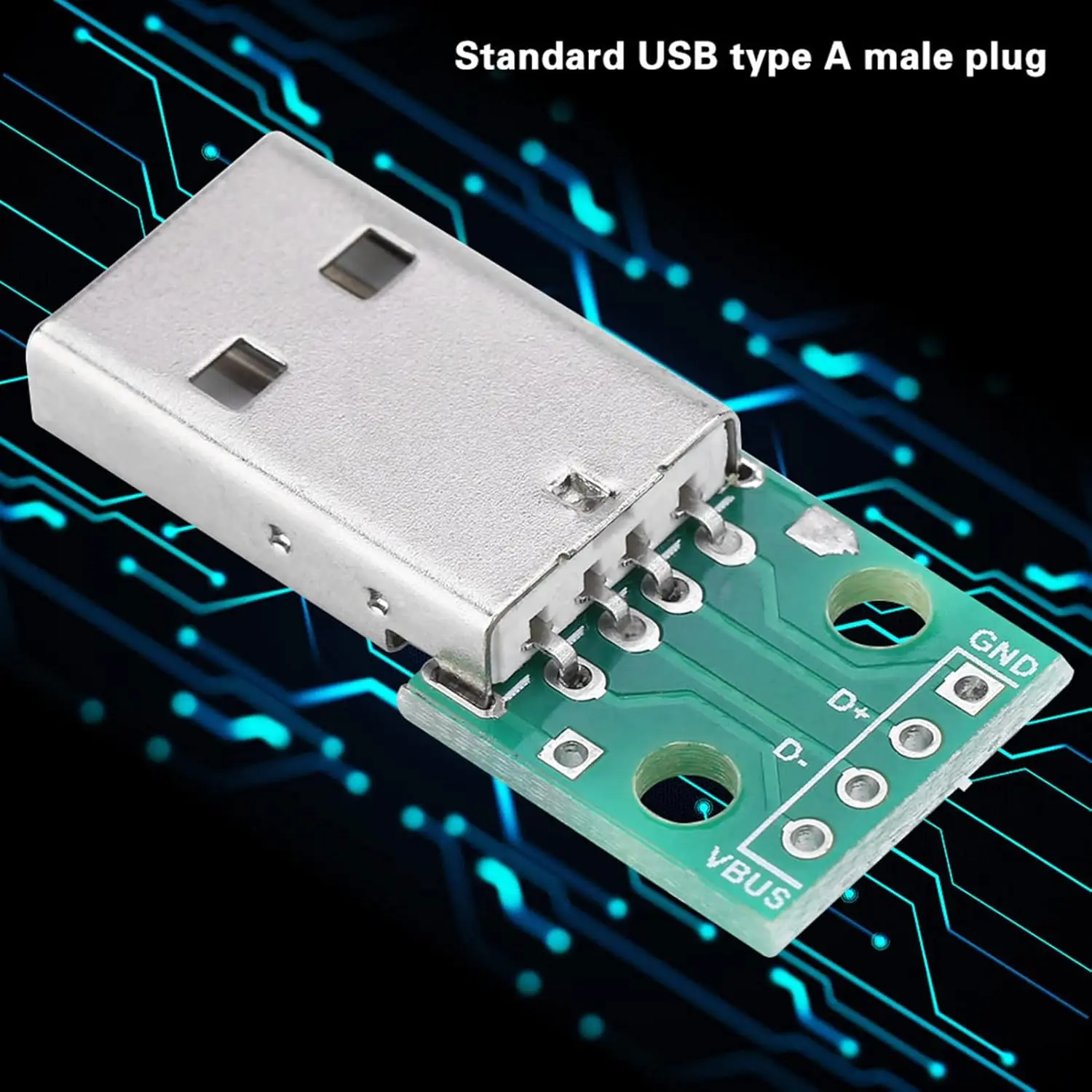 10/20개 USB-A 남성형-DIP 브레이크아웃 보드 어댑터, 2.54mm PCB 보드 모듈용 4핀