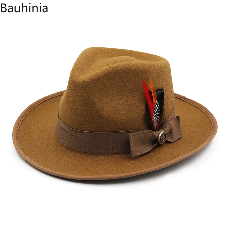 

Bauhinia 2022 British Style Wool Felt Fedora Hats For Women Men Trilby Formal Dress Hat Party Wedding Jazz Hat