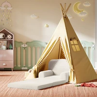 Kids Reading Chair, Sherpa Convertible Toddler Couch Fold Out Sofa Bed with Washable Cover, Crown Design for Playroom Nursery 3