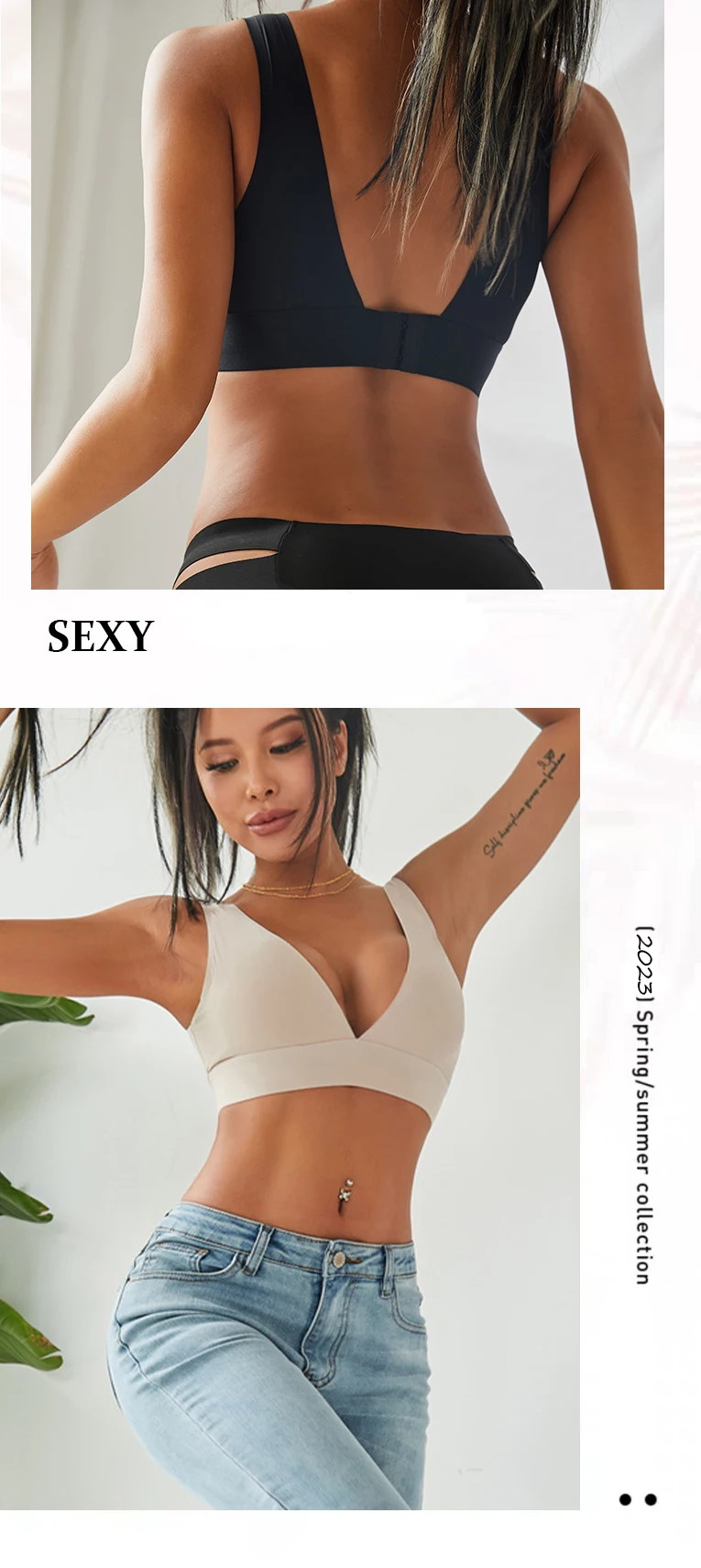 Description Picture 3 of itemDeep V Seamless Bras Sexy Push Up Padded Underwear for Women Female Wireless Plus Size Tops Ladies Invisible Bralette Lingerie