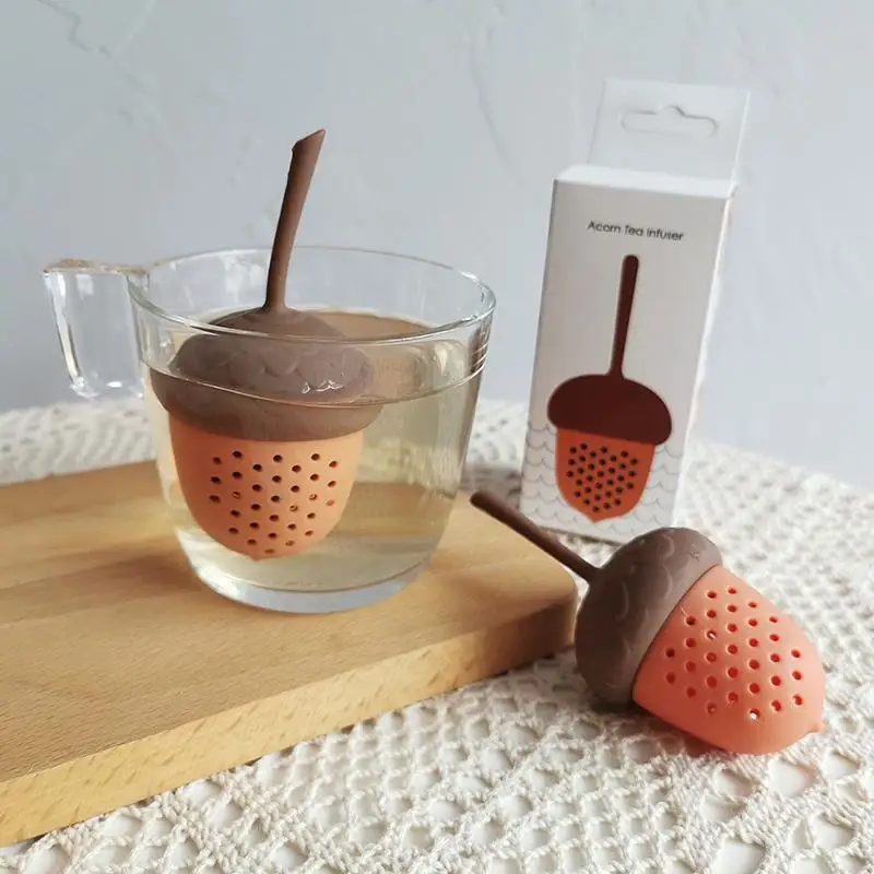 Silicone Kitchen Accessories Tea Bag Strainer tea infuser Herbal Filter Acorn Shape Tea Infuser Gadgets Spice Diffuser