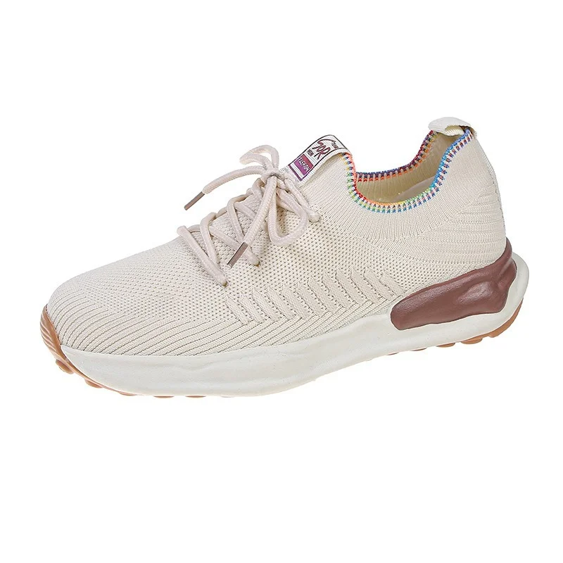 Luxury Brand Elastic Fabric Breathable Women Shoes Fashion Sneakers Lady Shoes Casual Lace-up Platform Sneakers Running Shoes