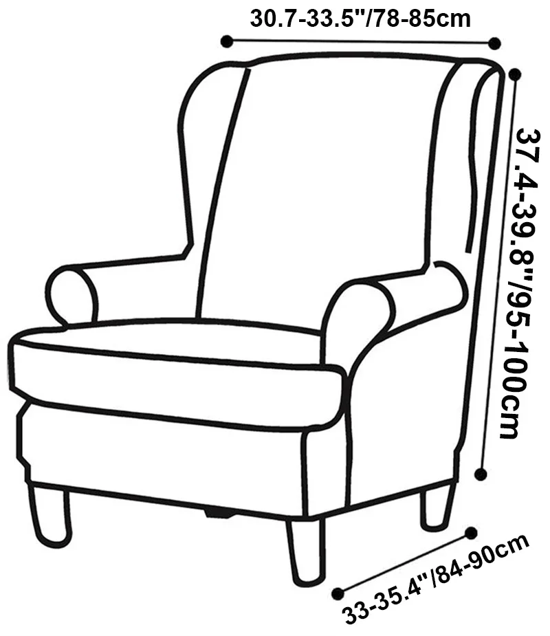Wing Chair Slipcover Stretch Velvet Wing Armchair Cover with Seat Cushion Cover Elastic Sofa Slipcovers Solid Color Sofa Covers 2