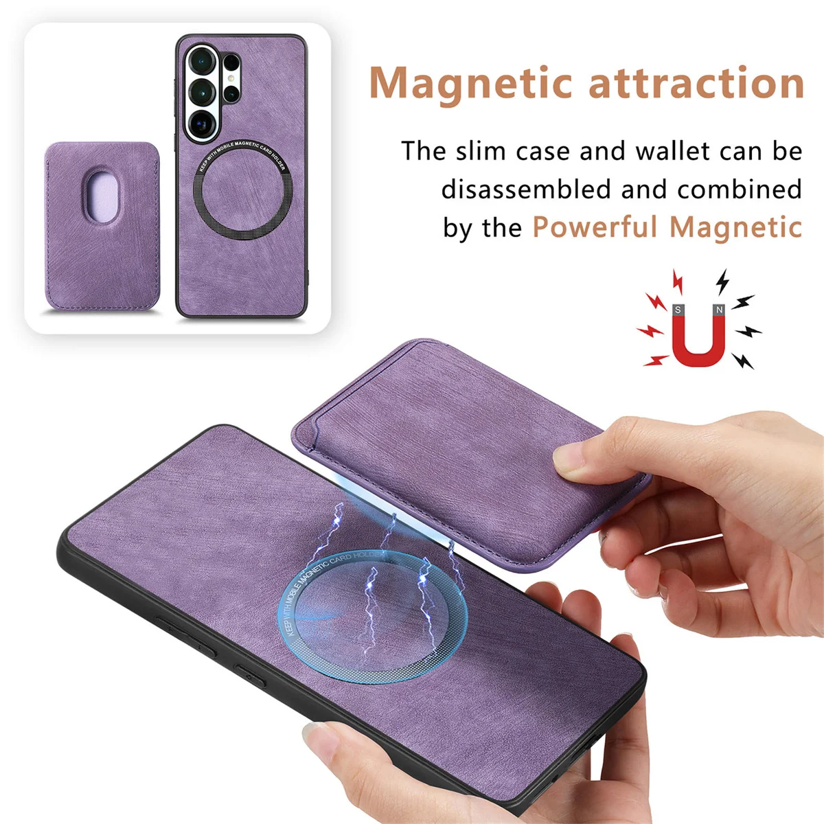 Premium Detachable Magnetic Card Holder Wallet Phone Case Cover
