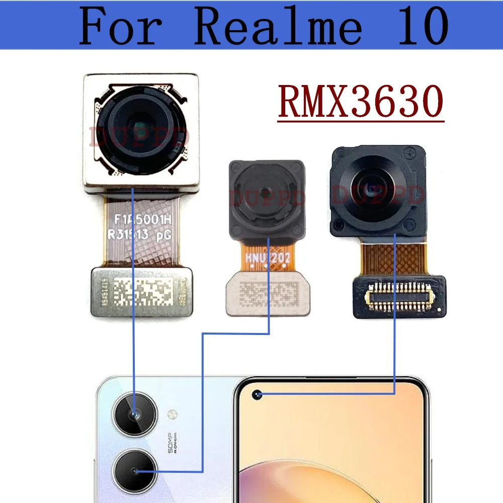 

Original Front Facing Selfie Camera For Realme 10 RMX3630 Backside Big Main Rear View Back Camera Flex Cable Mobile Replacement