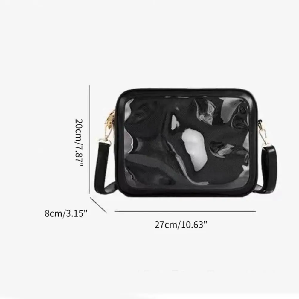 PU Solid Color Itabag Cotton Doll Bag Zipper Bag Transparent Bags Small Item Bag Idol Merchandise Storage Shoulder Bag Children