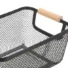 Metal Wire Bin Basket with Wooden Handle Multifunctional Countertop Organizer Portable for Living Rooms Breathable Lightweight 5