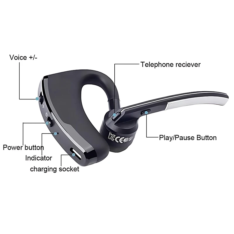 New V8 Wireless Bluetooth Single Earphone With HD Mic Stereo Headset Handsfree Call Business Headphone For Sports Driving Travel 4