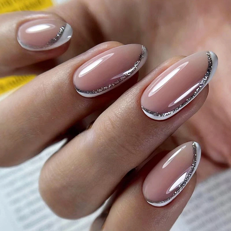 

24Pcs/Set False Nail White half angled French Fake Nail Tips Full Cover Acrylic False Nails Decoration For Nail Tip