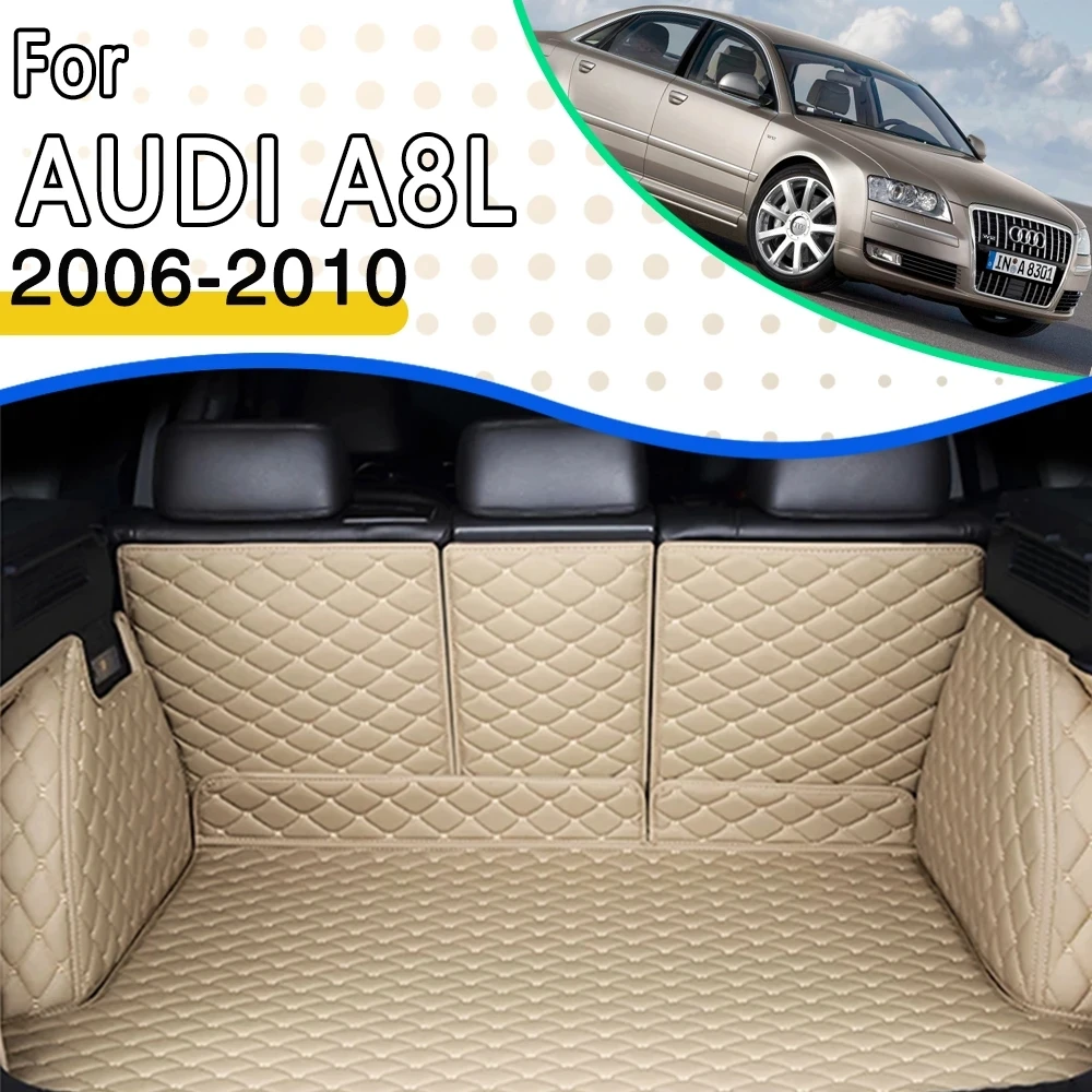

Car Mats For AUDI A8L D3 4E W12 Quattro Security 5seat 2006~2010 Waterproof Protective Pad Leather Car Trunk Mat Car Accessories