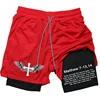 2024Men Performance Shorts Bible Printed GYM Casual Sports Compression Shorts Workout Running Mesh 2 In 1 Sport Short Pants 3