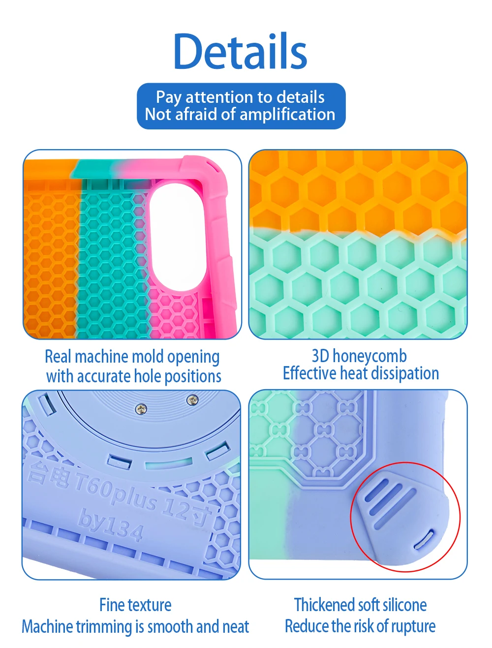 12 Rotatable Stand Case with Handle Strap - Kids Safe Soft Silicone Cover