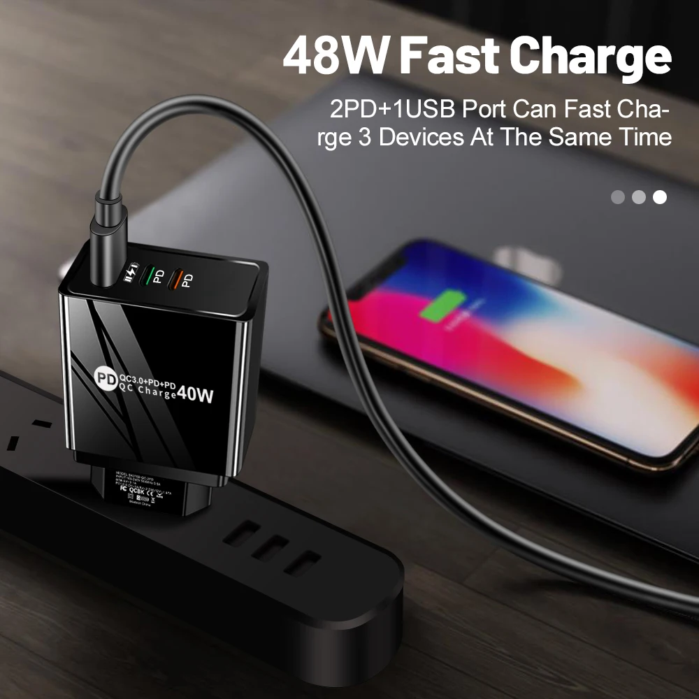 40W PD Type C USB Super Fast Charging EU/US Specification Plug Mobile Phone Adapter For iPhone 15 14 Max Xiaomi Samsung Huawei