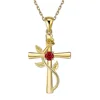 Classic Cross Rose Gold Color Necklace Exquisite Inlaid Crystal Birthstone Pendant Necklace Fashion Jewelry Gifts for Friends 1