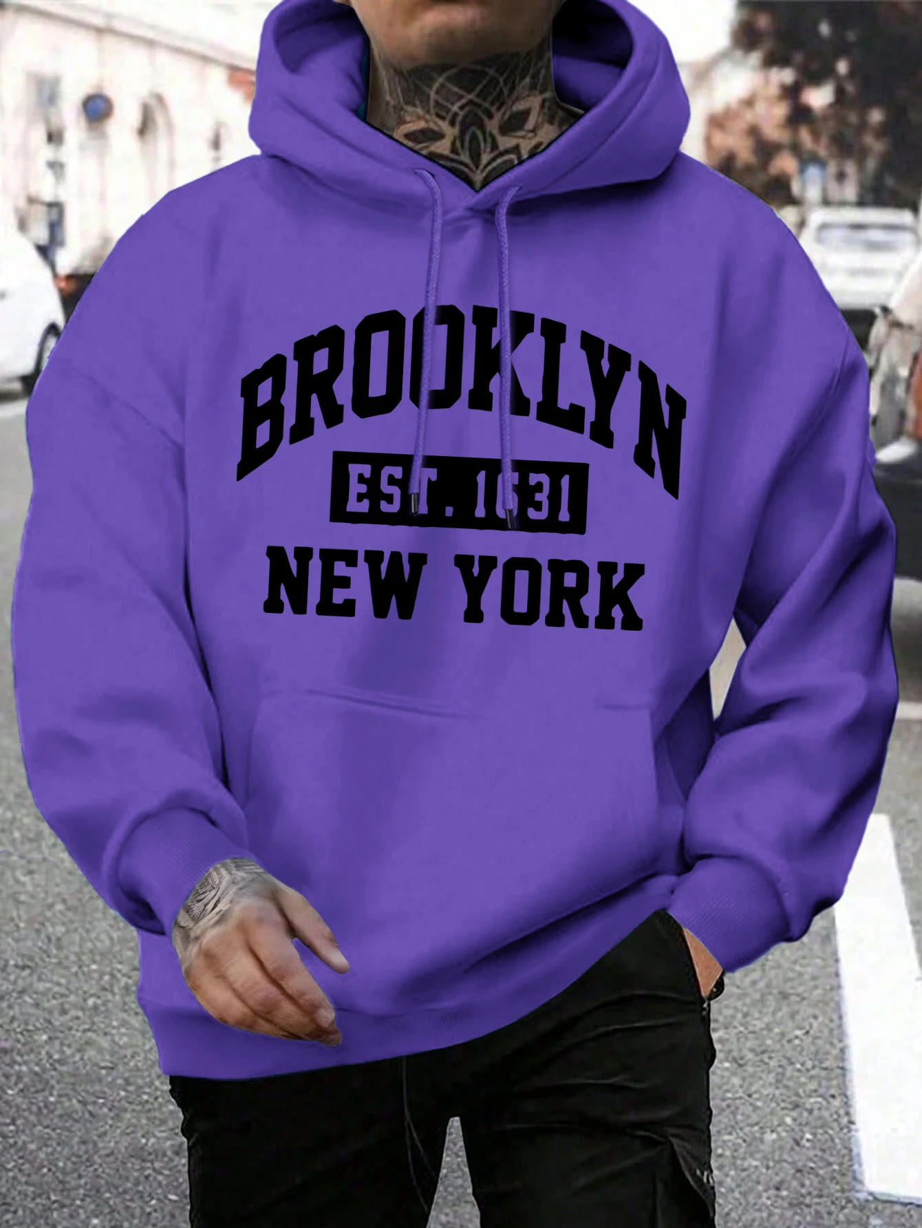 スウェット・トレーナー IONSEOUL Weekend pop printed sweatshirt JE615 Beooklyn Est 1631 New York Printed Hooded Men Fleece Warm