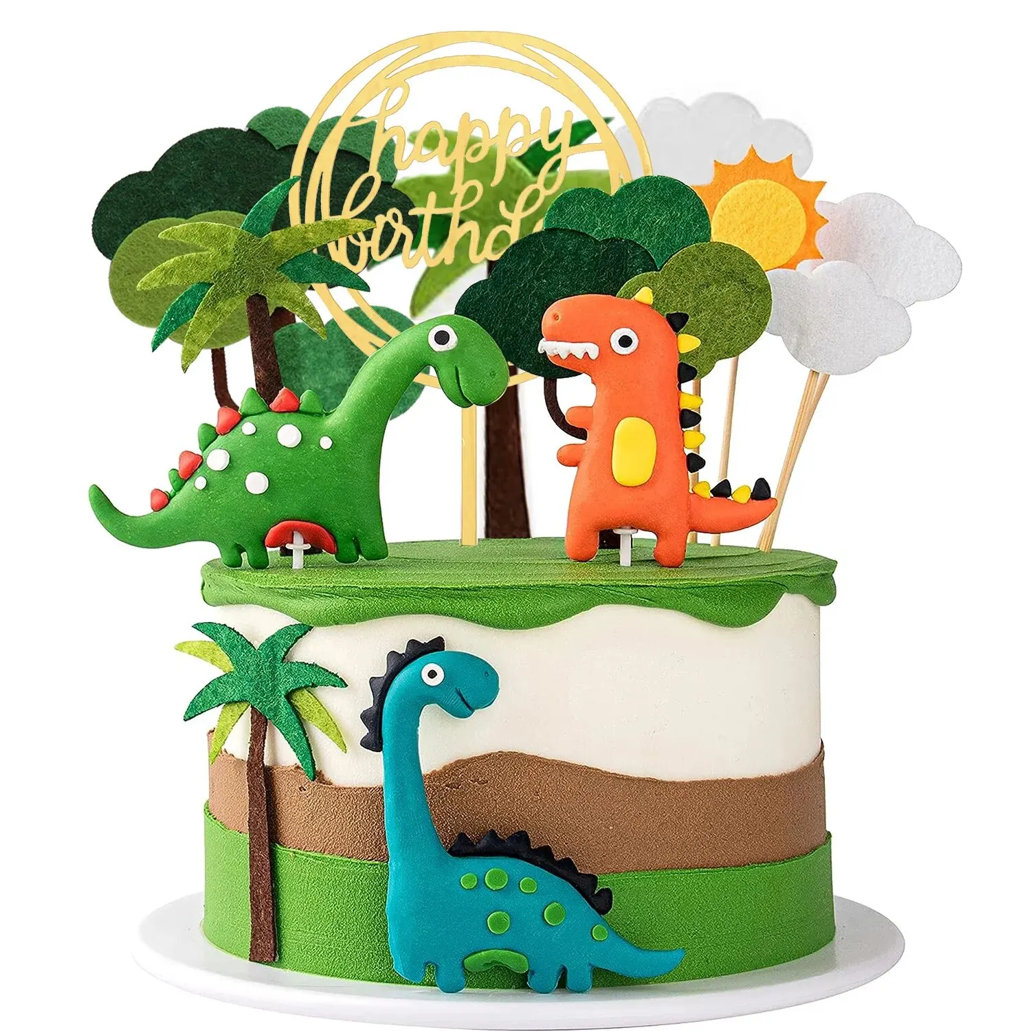Dinosaurier-Kuchenaufsätze, Waldserie, süßes Dinosaurier-Set, Backkuchen-Dekoration für Babyparty, Geburtstagsfeier und Mottoparty – Detail 1