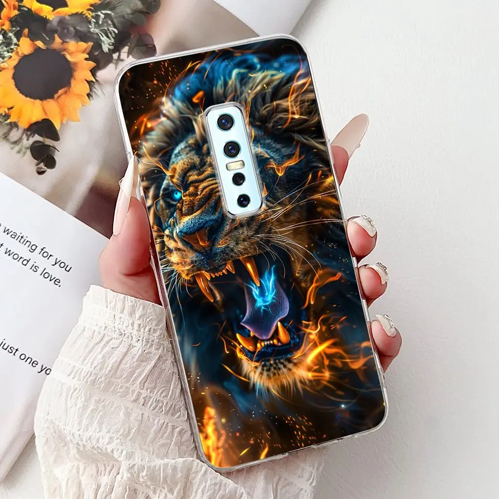Clear Luxury Fashion Flowers Cat Design Soft Back Phone Case