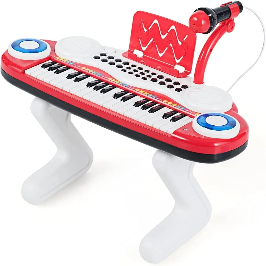 Teclado de Piano de 37 teclas con luz, teclado para niños con soporte, juguete de Piano Electrónico, instrumento Musical con grabación