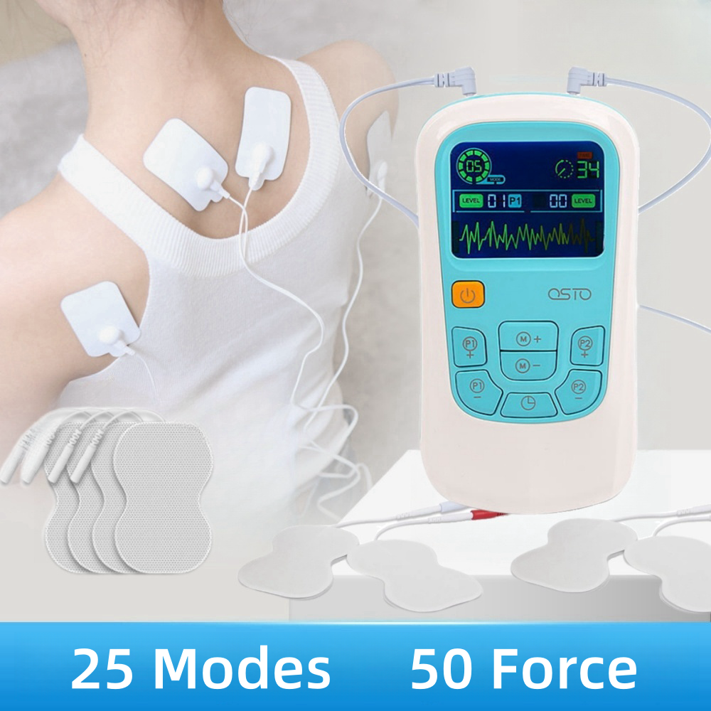 25 Modes EMS Electric Muscle Stimulator Dual Channel TENS Unit Machine Pulse Therapy Body Massager Physical Therapy Massage Pad