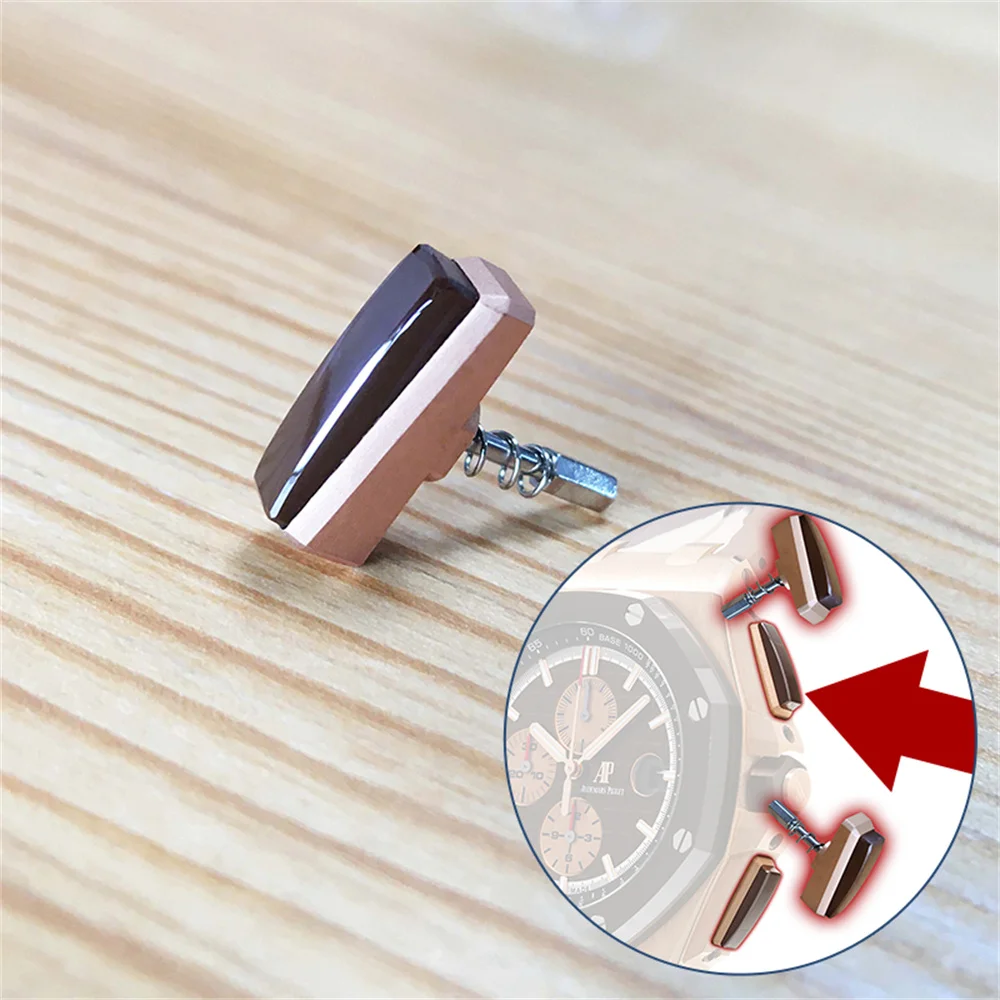 Pulsante Dell'Orologio In Ceramica Marrone Oro Rosa 18 Carati Per Audemars Piguet Royal Oak Cronografo Offshore Muslimate Watch Push