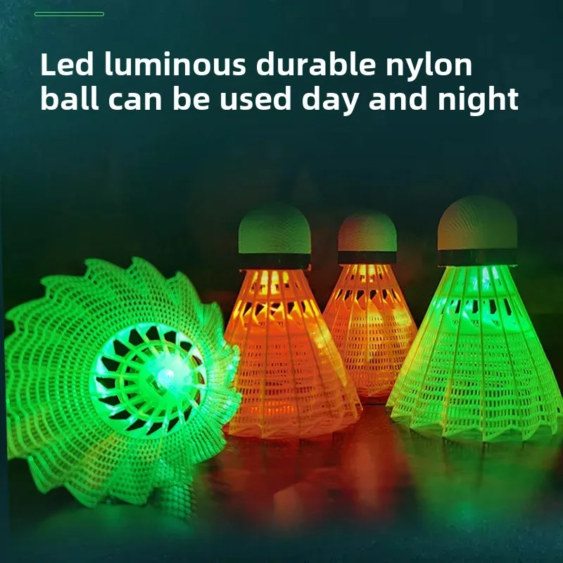 Leket LED Switchable Goose Feather Badminton Shuttlecock Night Glow Nylon Training Birdie Resistant to Beaten Sports Entertainme
