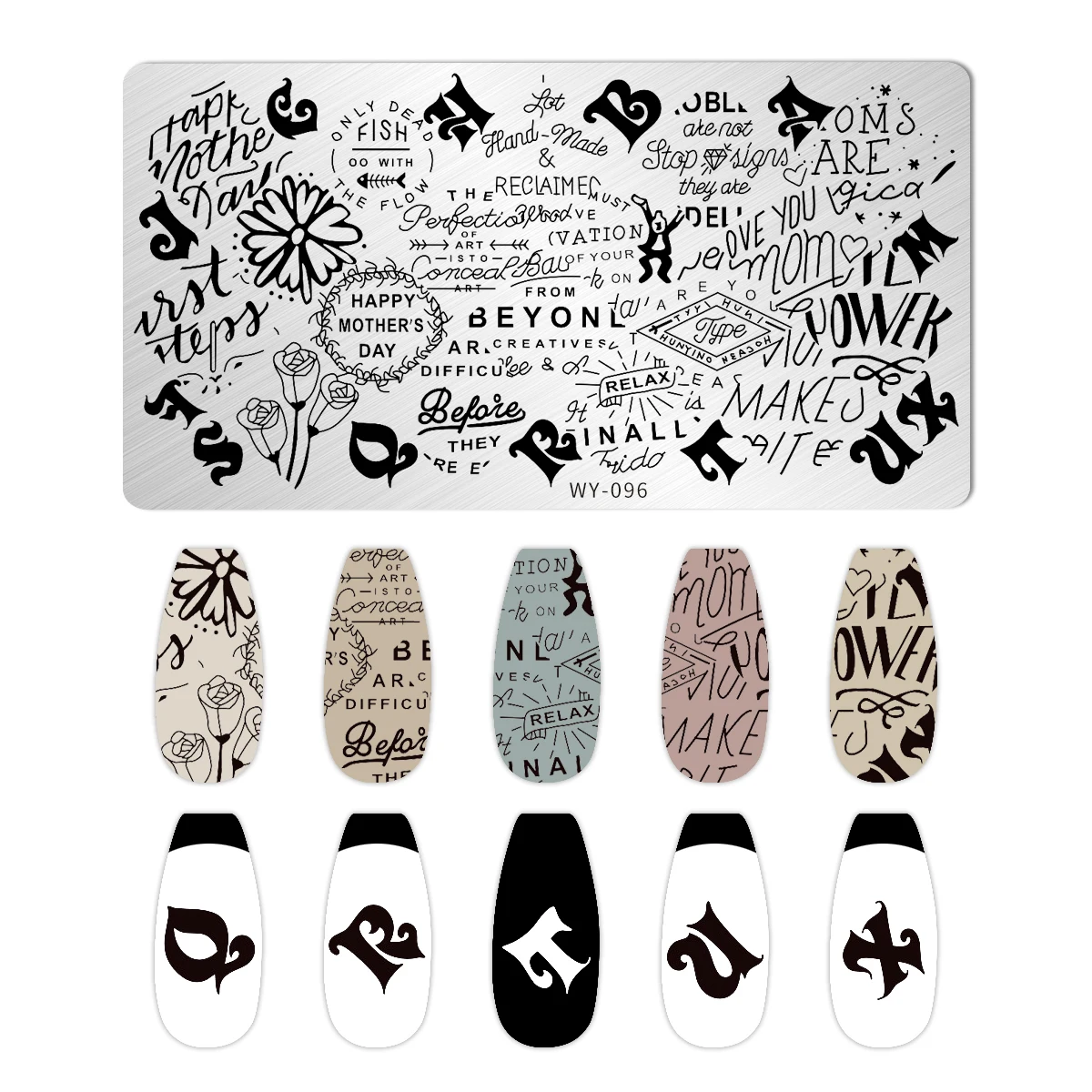 Leaves Flower Nail Art Stamping Plates Triangle Drawing Template Geometric Stripe Line 3D Image Stencil Mold Printing Tools 6
