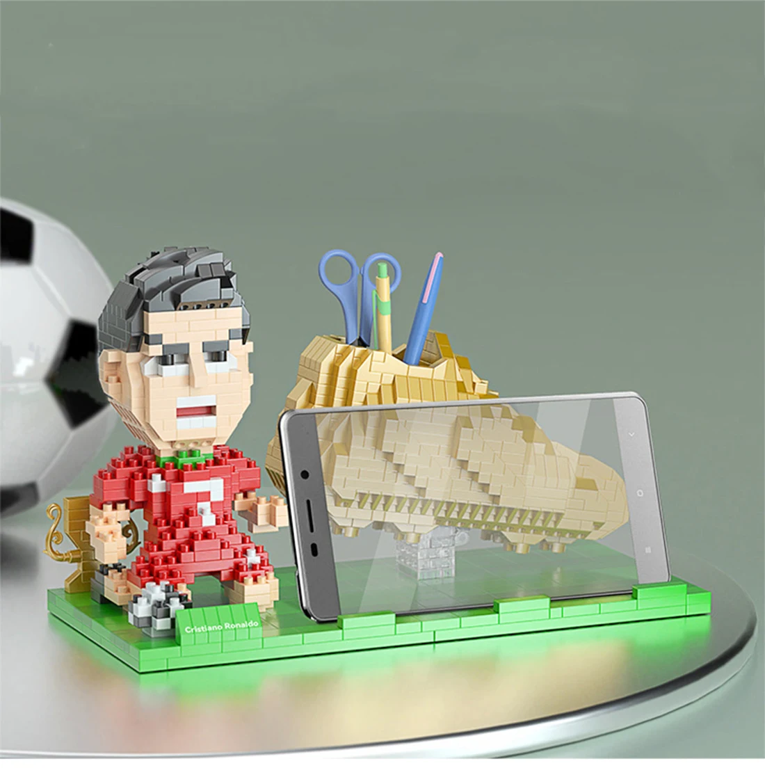 World Football Star 3D Model  Building Blocks Can Be Used As Pen Container Phone Racks Micro Brick Toys For Children Xmas Gifts 3