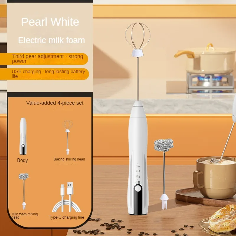 Portable Rechargeable Electric Milk Frother Foam Maker Handheld Foamer High Speeds Whisk Cappuccino Mixer Coffee Wand whisk 5