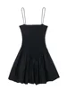 Willshela Women Fashion Solid Pleated Patchwork Backless Mini Dress Vintage Thin Straps Square Collar Female Chic Lady Dresses 2