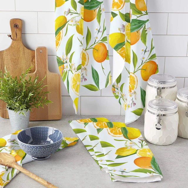 White + Orange Kitchen Towel