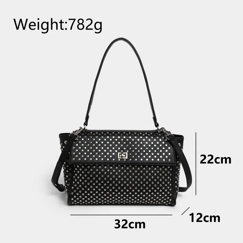 NEW Hand bags for women purses and handbags luxury designer rivet rhinestone shoulder bag Large Capacity Travel shopper tote bag