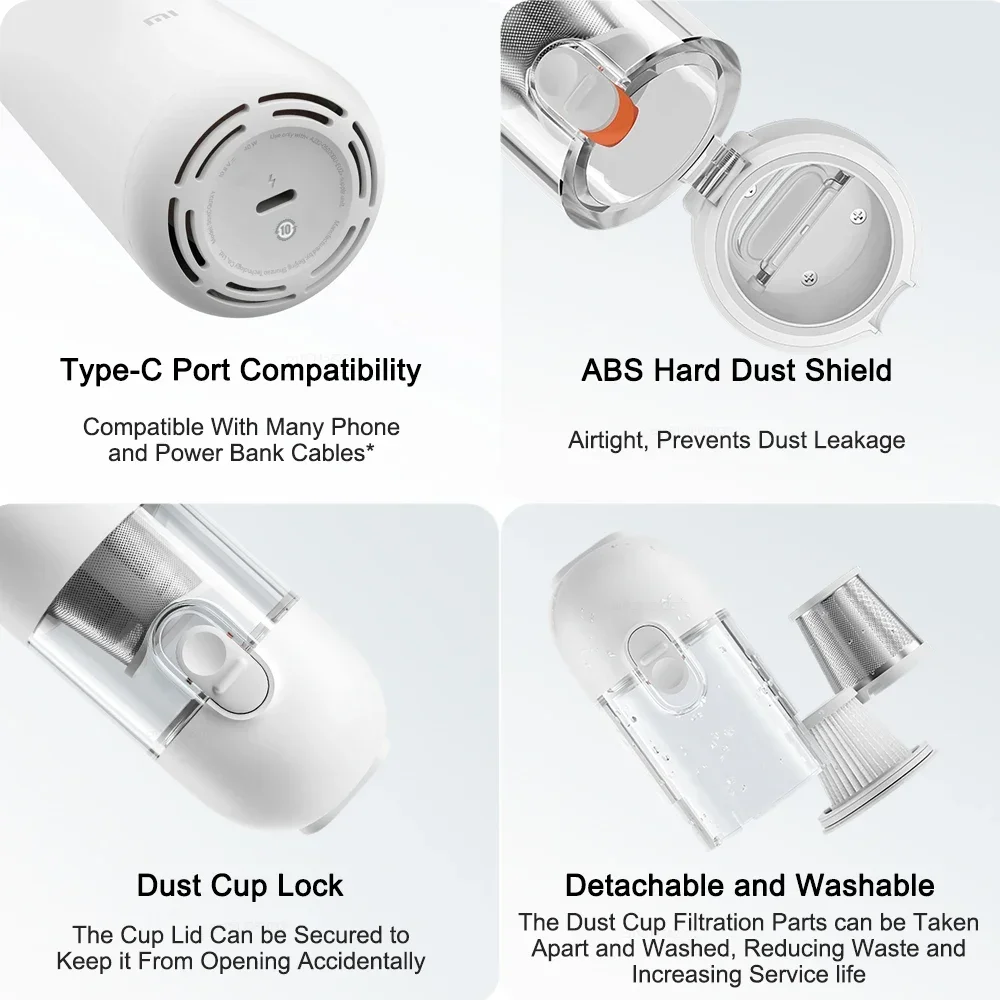XIAOMI MIJIA Portable Handheld Vacuum Cleaner For Home Car Wireless Vacuum Cleaners 13000PA Cyclone Suction Cleaning Machine 6
