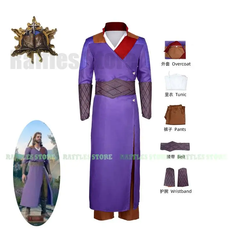 Gale Cosplay Costume Purple Robe Men Game Baldur Cosplay Costume Gate Disguise Adult Men Male Halloween Party Roleplay Clothes