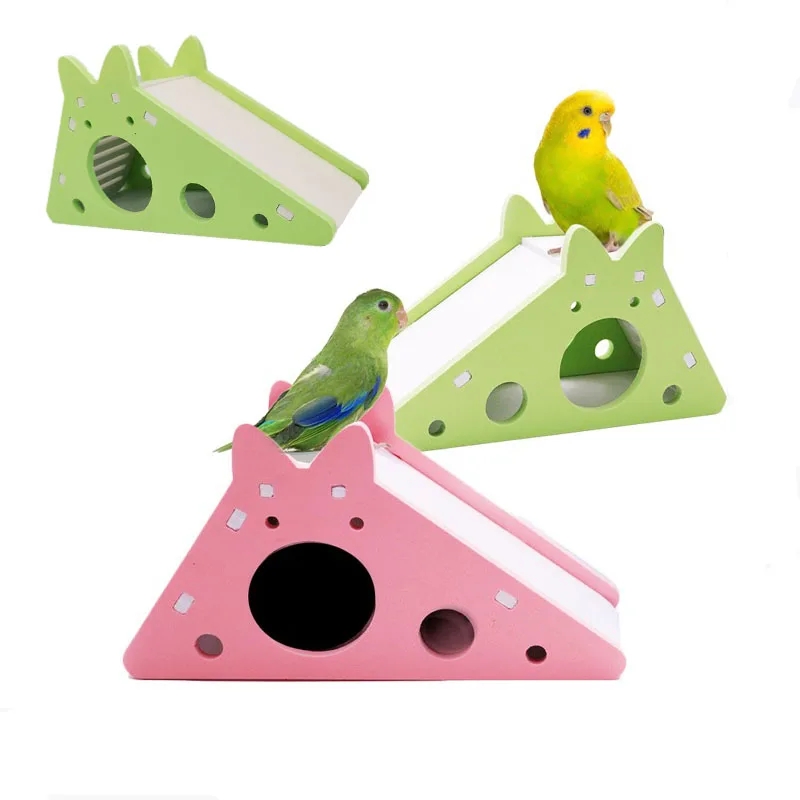 Bird Slide Toy Hamster Hideout House Parrot Cage Accessories Guinea Pig Wooden Cave Slide with Stairs Toy Small Pet Supplies - Image 5