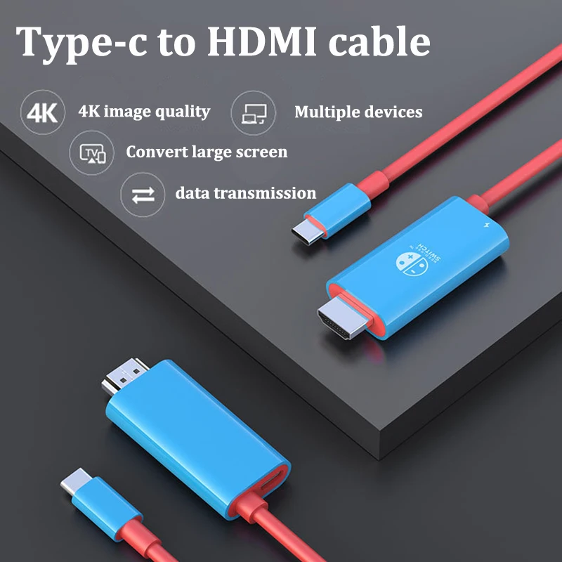 

Кабель для nintendo switch type c на hdmi + PD 4K HD, для huawei, xiaomi, iphone, для планшетных ПК, notobook TV, передача данных