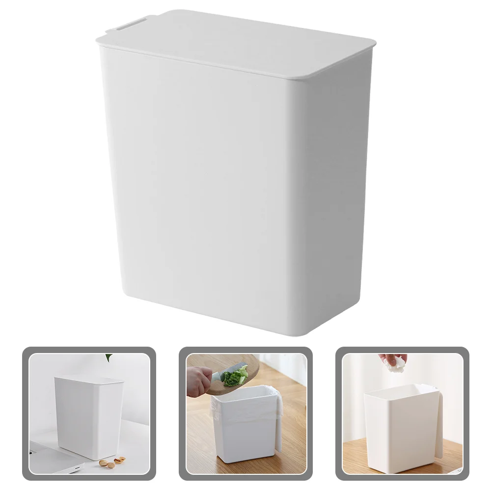 

Countertop Trash Can Waste Bin Office Wastebasket Desktop Garbage Container Kitchen with Lid for Home Living Room