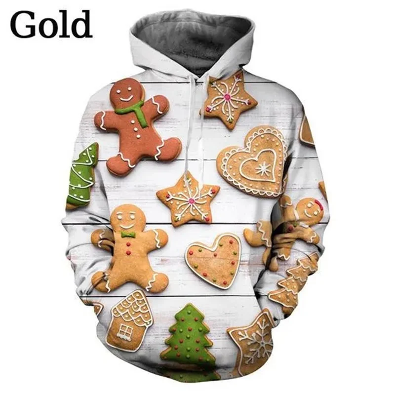 

Cute Gingerbread Man Graphic Hoodies For Men 3D Merry Christmas Printing Pullovers Kids Funny Hoodie Unisex Winter Sweatshirts