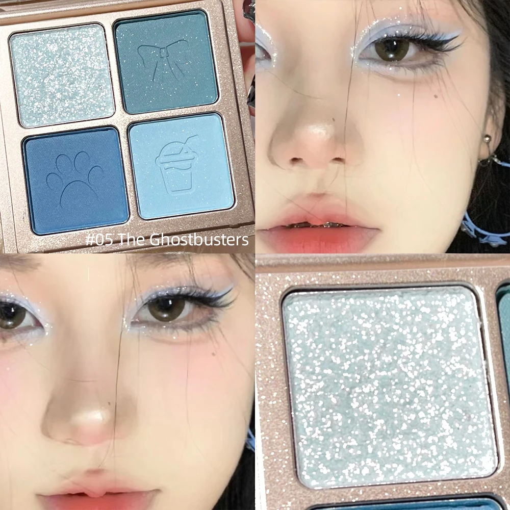 4 Colors Eyeshadow Palette Rose Pink Color Pearly Matte Glitter Eyeshadow Shiny Eye Shadow Long-lasting Eye Makeup Palette eye shadow eye shadow plate